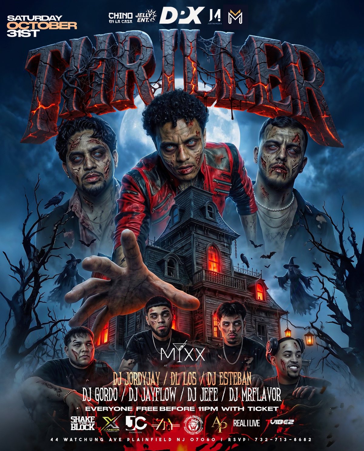 Thriller Halloween party flyer, Saturday October 31 at Mixx, Plainfield NJ